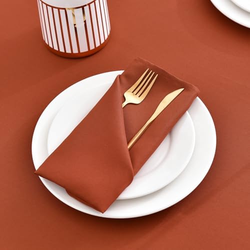 Wolkemer Set of 4 Rust Cloth Thanksgiving Napkins 17 x 17 Inches - Image 4