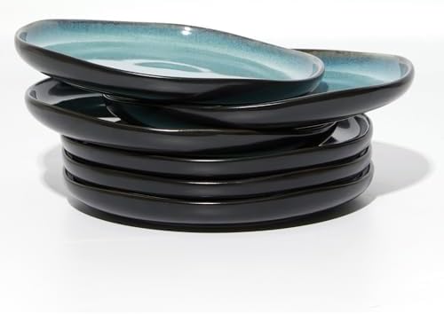Pokini Ceramic Salad Plates Set of 6, 8inch Stoneware Small, Dessert Plates by Pokini