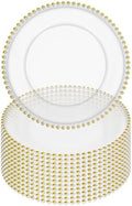 12 Pack Clear Charger Plates Bulk Wedding, 13 Inch Plastic Round Dinner Chargers with Gold Beaded Rim, Acrylic Round Decorative Plates for Wedding Party Home and Tabletop Decor (Gold) by Tomeurperf