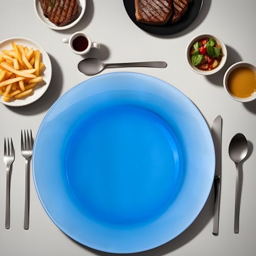 STP GOODS Borosilicate Glass Dinner Plate, Glass Eating Plates, Circular Dinnerware for Salad, Bread, Dinner (Blue 10.5") - Image 2