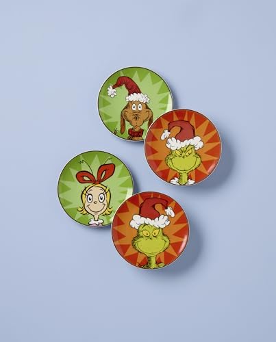 Lenox Grinchmas Christmas Tidbit Plates, Dessert Plate Set for 4 - Image 2