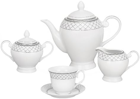 Lorren Home Trends 57-Piece Porcelain Dinnerware Set, Verona, Service for 8 - Image 5