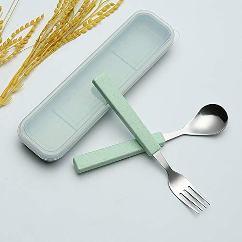 VANRA 2-Piece Children Flatware Set 18/10 Stainless Steel Child Tableware Set Silver Cutlery Set Silverware Dinner Utensils Spoon Fork Set with Travel Case for Kids (Chrome Finished) (Green) - Image 3