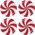 UP Classic Peppermint Candy Melamine Round Dessert Plates, Small Serving Plates, Christmas Decorations, for Appetizer, Snacks, and Side Dishes, Red and White, 6.75 Inch, Set of 4 by UPware
