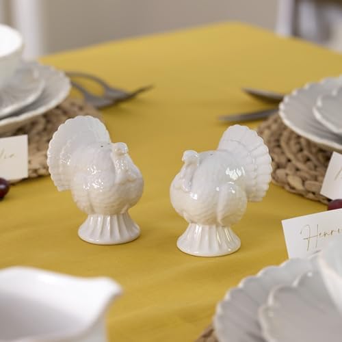 Lenox French Perle White Carved Turkey Ceramic Salt and Pepper Shakers Set - Image 5