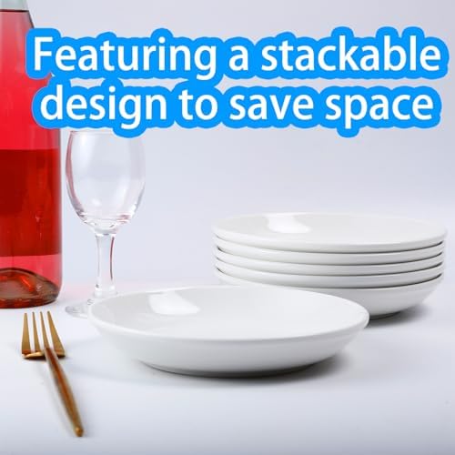 Ceramic Dessert Plates, 6 PCS, White, 9 Inch, Round - Image 4