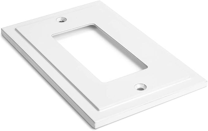 Henne Bery Modern Edge Decorative Wall Plate Switch Plate Outlet Cover, Durable Solid Zinc Alloy (Single Decorator 2PK, White)