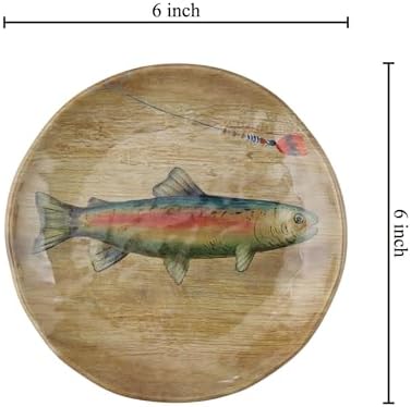 UP Trout Melamine Round Dessert Plates, Small Serving Plates, for Appetizer, Snacks, and Side Dishes, Beige, 6 Inch, Set of 4 - Image 3