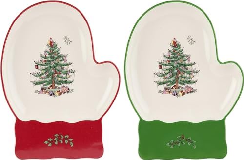 Spode – Christmas Tree – Christmas Tree Mitten Dishes, Set of 2 by Spode