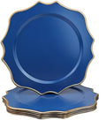 Blue Chargers for Dinner Plates, 13 Inch Scalloped Plastic Decorative Table Charge Service Plates Set of 6 for Wedding, Holiday, Thanksgivng, Christmas by Omuriko