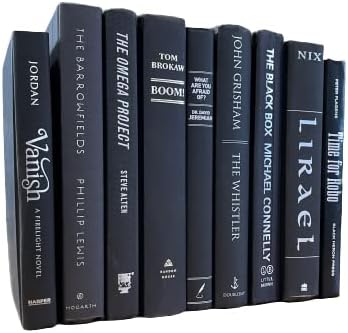 Real Books by Color® (Set of 5, Black Silver) Decorative Bookshelf Home Decor Shelf Styling Photo Prop