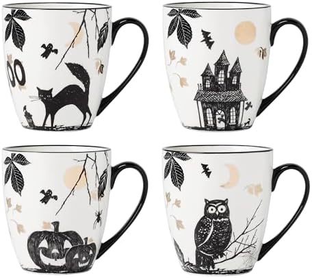 Lenox Haunted Halloween Porcelain Mug Set for 4, 12oz by Lenox
