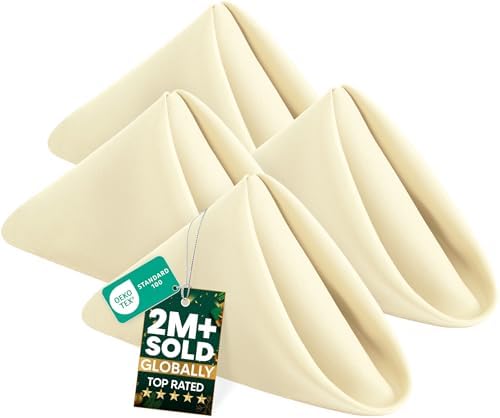 Utopia Home [24 Pack, Ivory] Cloth Napkins 17x17 Inches, 100% Polyester by UTOPIAHOME