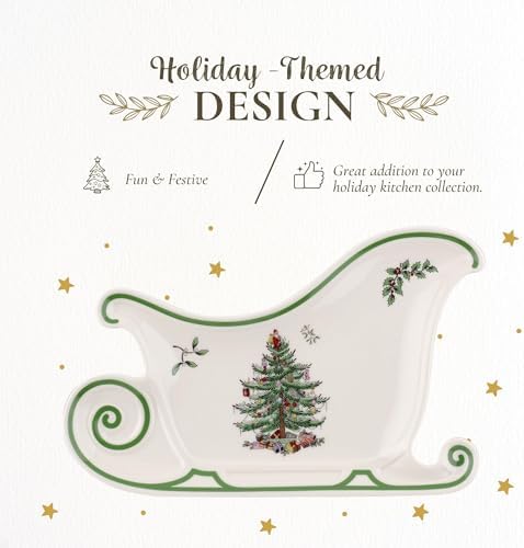 Spode Christmas Tree Embossed Sleigh Porcelain Serving Platter - Image 3