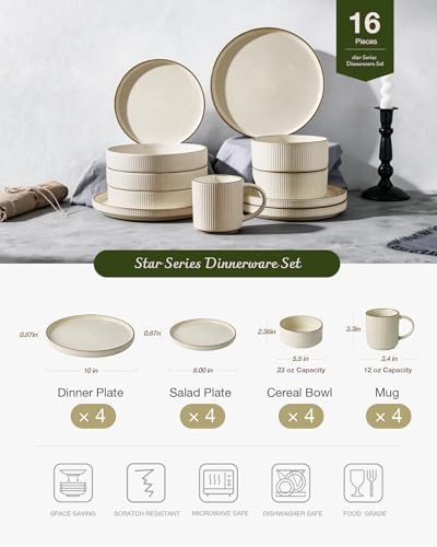Famiware Dinnerware Set with Mugs, Creamic Plates and Bowls, Dishes for 4 - Image 5