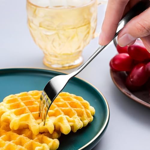 HornTide 6-Piece Dessert Forks Set, 3 Tines Fruit Salad Fork Flatware Stainless Steel Mirror Polishing 5.5-Inch 14cm, Ideal for Home, Kitchen and Restaurant - Image 6