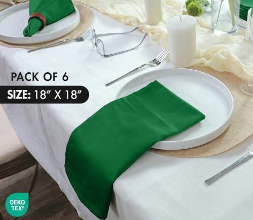 Ruvanti Cloth Napkins Set of 6, Cotton Enrich 18”x18” - Dark Green - Image 6