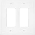 Henne Bery Modern Edge Decorative Wall Plate Switch Plate Outlet Cover, Durable Solid Zinc Alloy (Double Decorator, White)