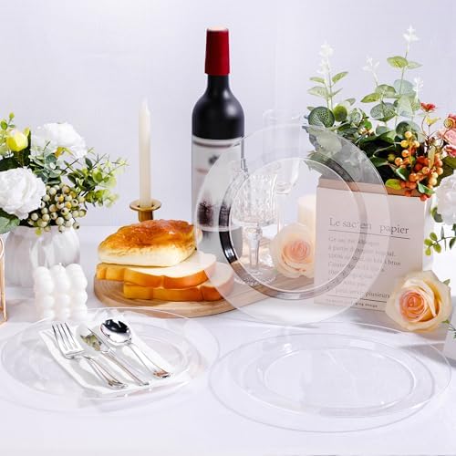 Bestluck 100PCS Clear Plastic Plates, Clear Disposable Plates for 50 Guests - Image 5