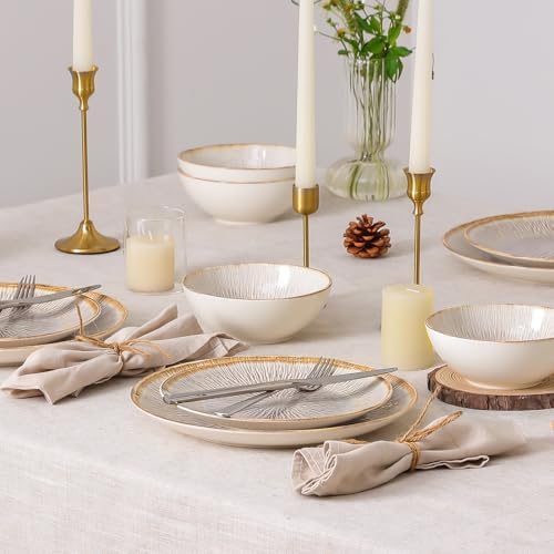 DOMICREVERY Ceramic Dinnerware Sets for 4, 12 pcs Plates and Bowls Sets - Image 4