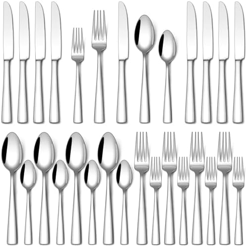 Stapava 20 Piece Silverware Set, Food-Grade Stainless Steel Flatware Sets for 4 Mirror Polished Cutlery Utensil Sets Include Dinner Knives Spoons and Forks Set Dishwasher Safe for Home Restaurant by StapavaSilverwareSet