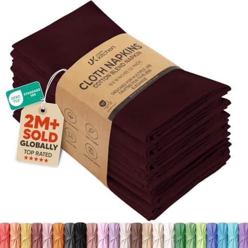 Utopia Kitchen Cotton Blend Burgundy Cloth Napkins [12 Pack, 18x18 Inch] by UTOPIAKITCHEN