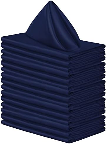 Aneco 16 Pack Square Satin Napkin Bright Silk Table Napkin Soft Smooth Fabric Table Napkin for Wedding Banquet Party Decoration, Navy Blue, 20 x 20 Inch by Aneco
