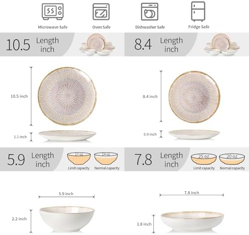 DOMICREVERY Ceramic Dinnerware sets for 4, 16 Pcs Plates and Bowls Sets - Image 3