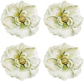 UP Magnolia Melamine Dessert Plates, Floral-Shaped Small Serving Plates, for Appetizer, Snacks, and Side Dishes, Green, 7.5 x 7 Inch, Set of 4 by UPware