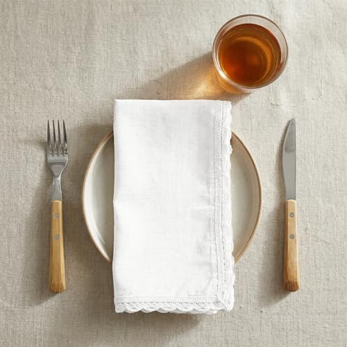 The Beer Valley Set of 12 Flax Lace Cloth Napkins 20x20 Inch - White - Image 4