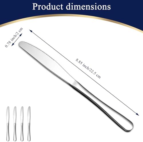 Berglander Dinner Knives Set Of 4, Stainless Steel Butter Knife Spreader 9.17", Table Dinner Knife for Daily Use, Restaurant, Hotel, Parties, Events, Sturdy And Dishwasher Safe - Image 2