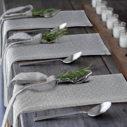 EHouseHome Jacquard Dinner Napkins, Set of 12, 17 x 17, Silver Grey - Image 4