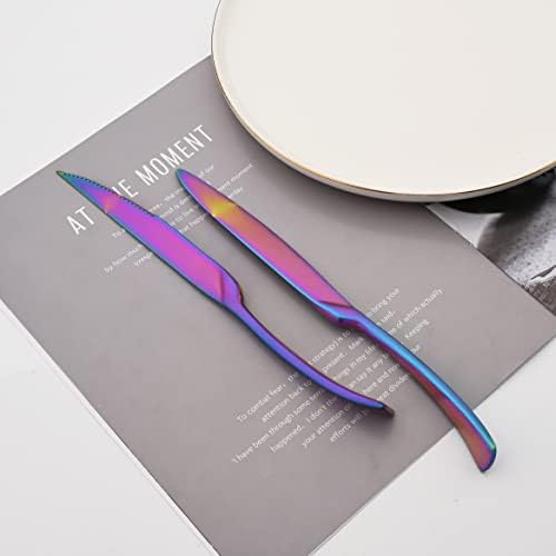 Luxury 18/10 Stainless Steel Matte Rainbow Colorful Cutlery Flatware Set - Utensil Set Steak Spoons and Forks Knife Silverware Set,Service for 4 (24-Piece) - Image 6