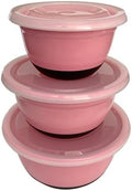 Crisp 6-Piece Non-Slip Mixing Bowl Set – Durable Plastic Kitchen Bowls, Dishwasher Safe, Made in USA, Pink