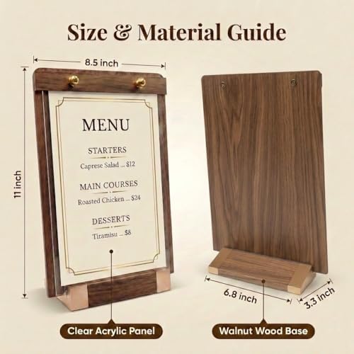 3 Pack 8.5 x 11 Wood Sign Holders with Slanted Base, Vertical Display - Image 4