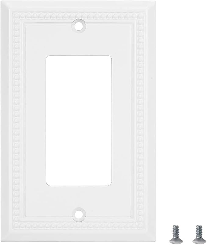Henne Bery Sunken Pearls Heavy Duty Decorative Wall Plate Switch Plate Outlet Cover (Single Decorator, 3 Pack, White)