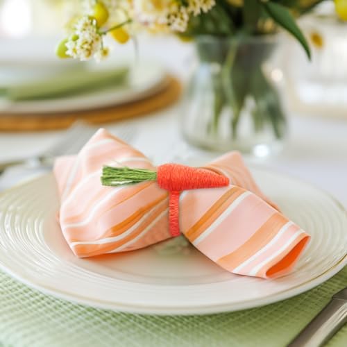 COTTON CRAFT Easter Napkin Rings - Set of 8 Carrot-Shaped Napkin Rings - Image 4