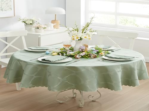 Newbridge Holiday Ribbons Bows Sage Green 60 x 84 Oval Tablecloth - Image 6