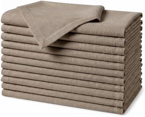 EHouseHome Waterproof Faux Linen Dinner Napkins, Set of 12, 17 x 17,Flax by EHouseHome