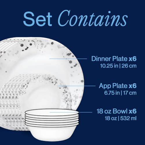 Corelle Monochromatic 18-Piece Round Dinnerware Set, Service for 6 - Image 3