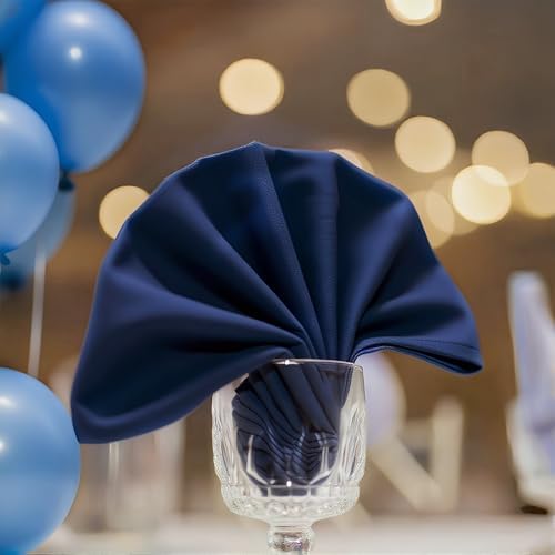 FOLINS&HOME Navy Blue Cloth Napkins Set of 8 Decorative 20x20 Inch Napkins - Image 2