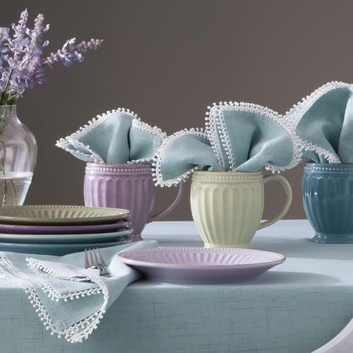 Lenox French Perle Solid Napkins, Set of 4, Ice Blue - 19" W x 19" L - Image 4