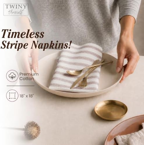 TWINY threads 4 Pcs 100% Cotton Cloth Napkins, 18"x18", Reusable, Brown - Image 4