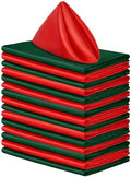 Aneco 16 Pack Christmas Square Satin Napkin Bright Silk Table Napkin Xmas Soft Smooth Fabric Table Napkin for Christmas Wedding Banquet Party Decoration, Red, Forest Green, 20 x 20 Inch by Aneco