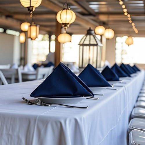 FOLINS&HOME Navy Blue Cloth Napkins Set of 8 Decorative 20x20 Inch Napkins - Image 6