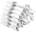 Supernal 30 Pack Pre Rolled Silver Plastic Silverware, Linen Napkin Set by supernal
