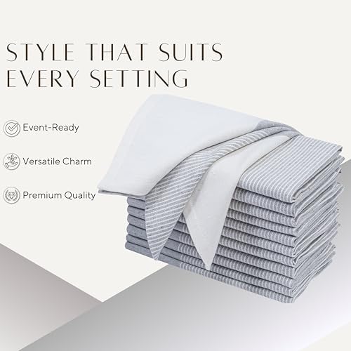 Grey Cotton Cloth Napkins Set of 4, 18x18 Inch - Image 6