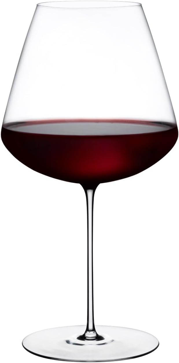 NUDE Red Wine Glasses Set of 2, Stem Zero Elegant – Crystal Long Stem Red Wine Glasses for Light to Medium Bodied Red Wines, Tapered Sides, Lead-Free, Dishwasher Safe, 22 oz Each