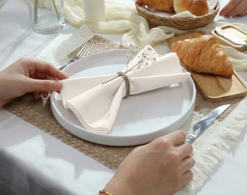 Ruvanti Cloth Napkins Set of 12, Cotton Enrich 18”x18” - Natural - Image 2