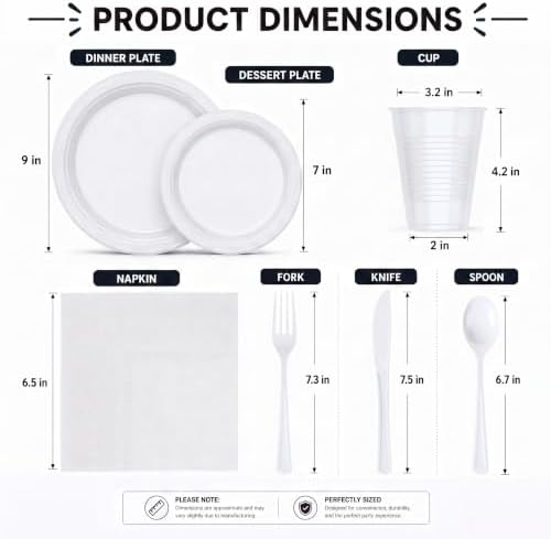 Exquisite 182 Pcs White Plates and Napkins Party Supplies Plate Sets - Image 4
